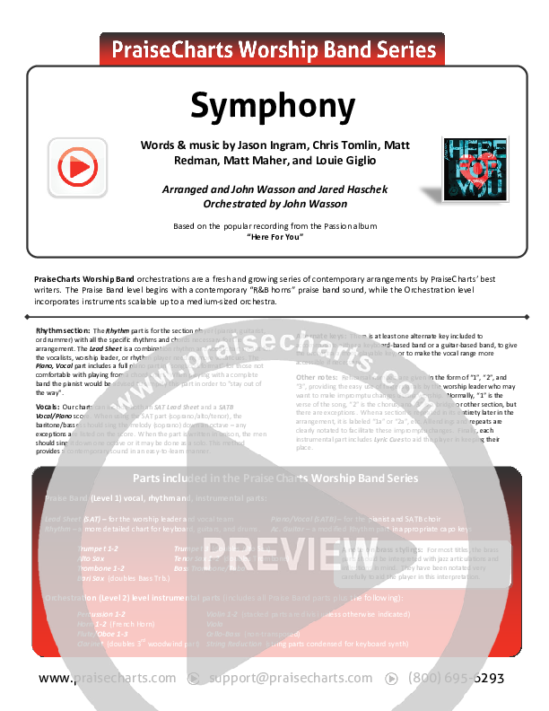 Symphony Cover Sheet (Chris Tomlin / Passion)