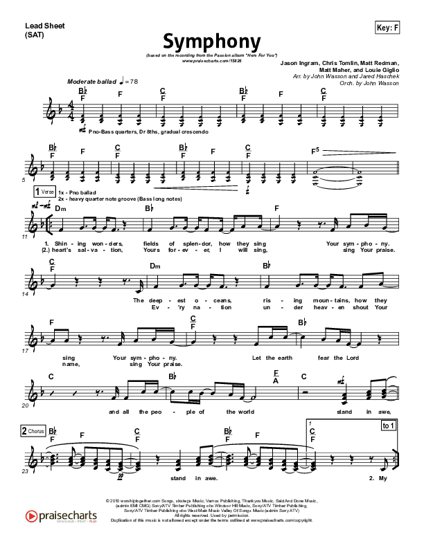 Symphony Lead Sheet (SAT) (Chris Tomlin / Passion)