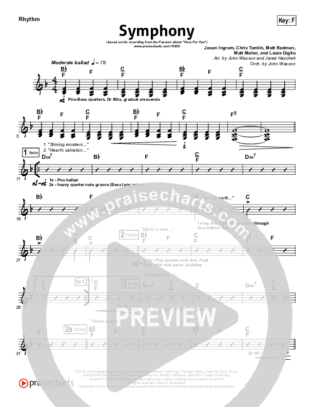 Symphony Rhythm Chart (Chris Tomlin / Passion)