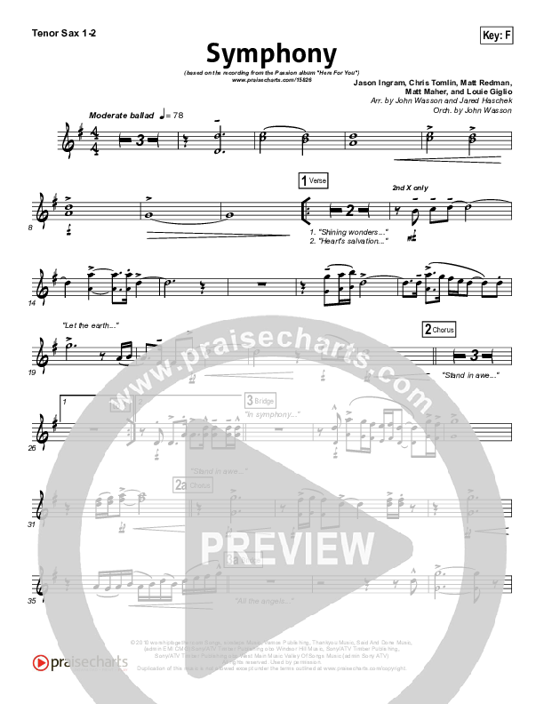 Symphony Tenor Sax 1/2 (Chris Tomlin / Passion)