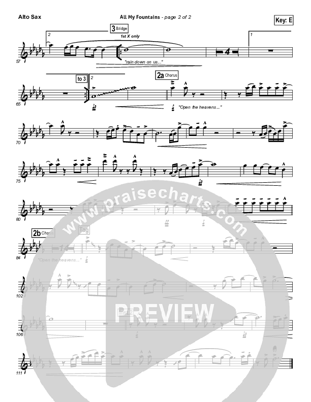 All My Fountains Alto Sax (Chris Tomlin / Passion)