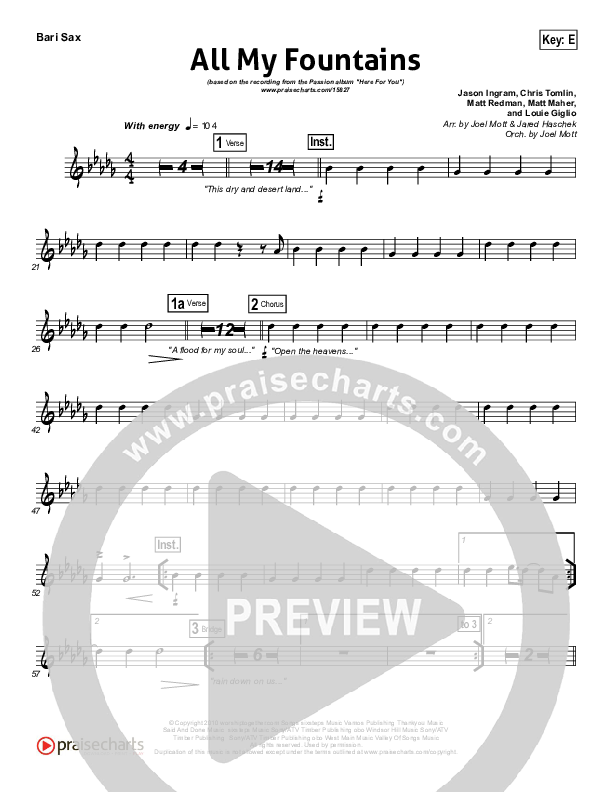 All My Fountains Bari Sax (Chris Tomlin / Passion)