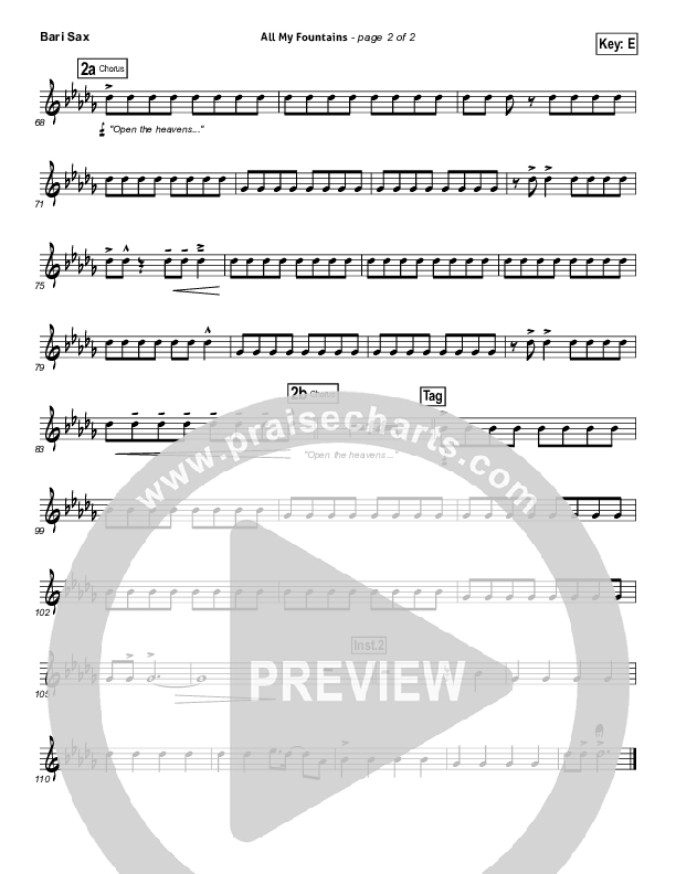 All My Fountains Bari Sax (Chris Tomlin / Passion)