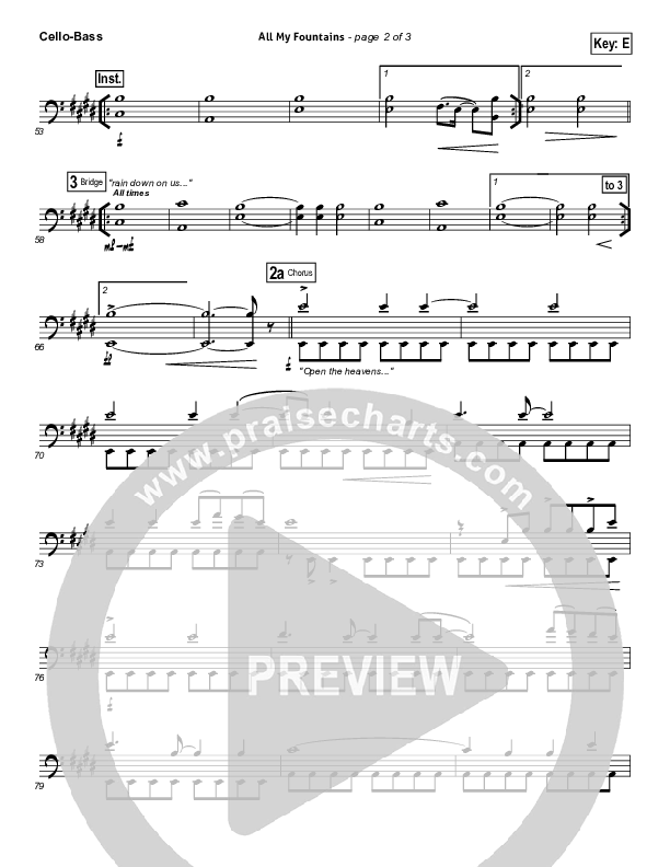 All My Fountains Cello/Bass (Chris Tomlin / Passion)