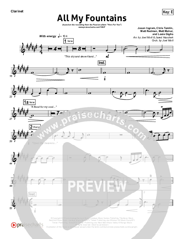 All My Fountains Wind Pack (Chris Tomlin / Passion)