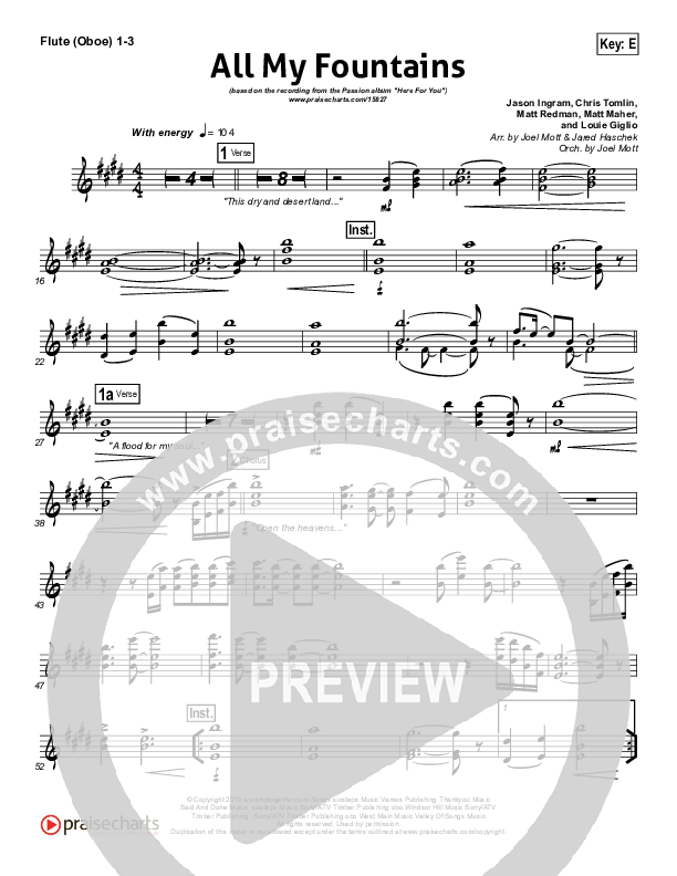 All My Fountains Wind Pack (Chris Tomlin / Passion)