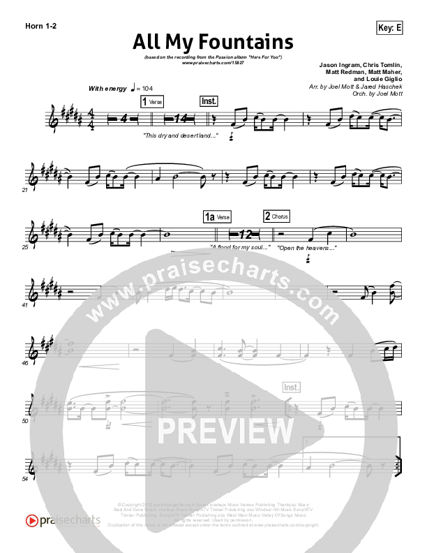 All My Fountains Brass Pack (Chris Tomlin / Passion)