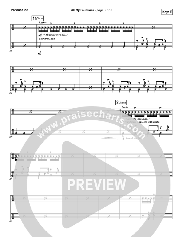 All My Fountains Percussion (Chris Tomlin / Passion)