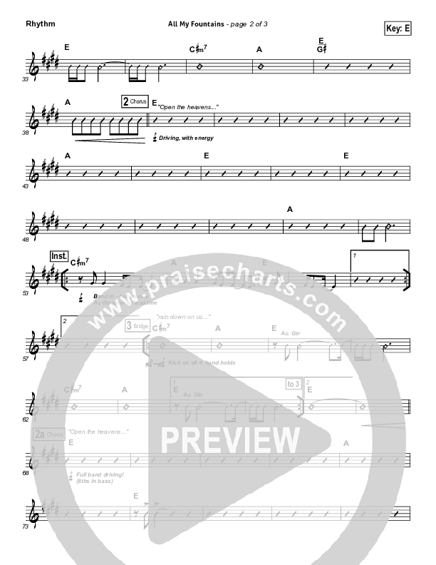 All My Fountains Rhythm Chart (Chris Tomlin / Passion)