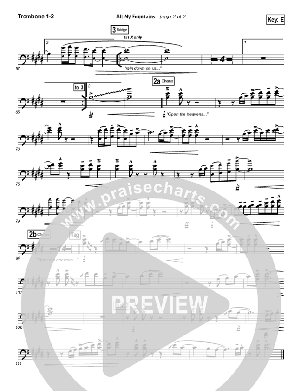 All My Fountains Trombone 1/2 (Chris Tomlin / Passion)