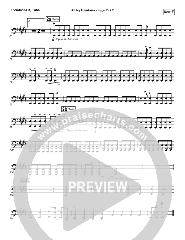All My Fountains Trombone 3/Tuba (Chris Tomlin / Passion)