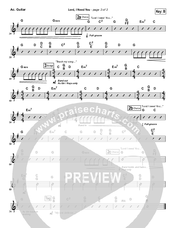 Lord I Need You Acoustic Guitar (Chris Tomlin / Passion)