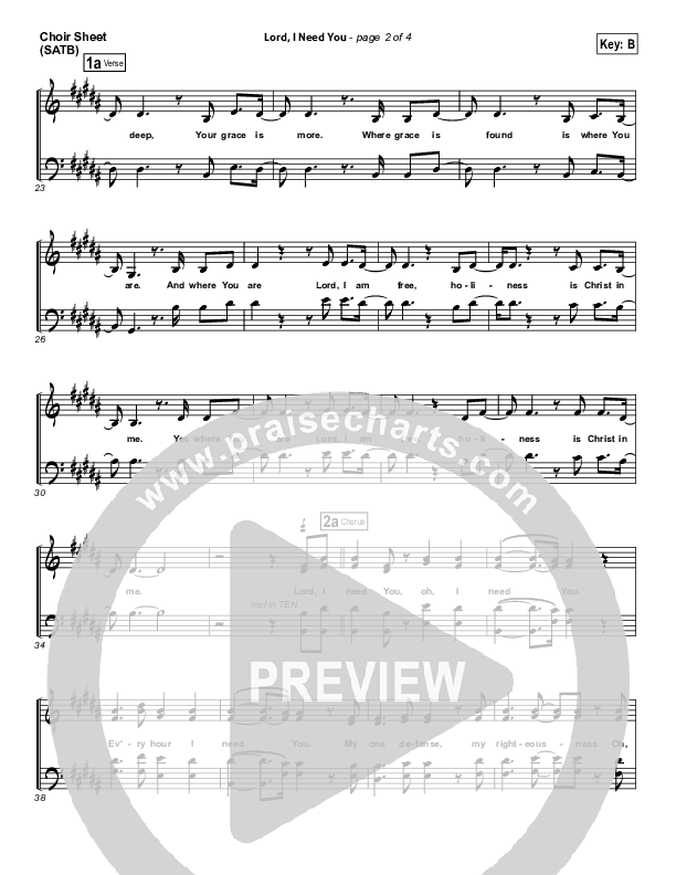 Lord I Need You Choir Sheet (SATB) (Chris Tomlin / Passion)