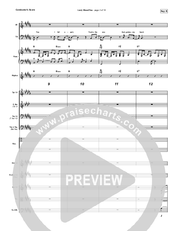 Lord I Need You Conductor's Score (Chris Tomlin / Passion)
