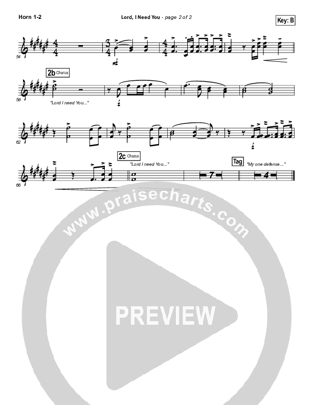 Lord I Need You French Horn 1/2 (Chris Tomlin / Passion)