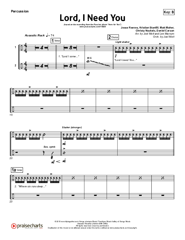 Lord I Need You Percussion (Chris Tomlin / Passion)