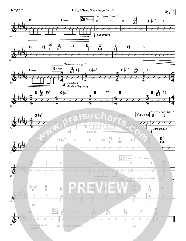 Lord I Need You Rhythm Chart (Chris Tomlin / Passion)