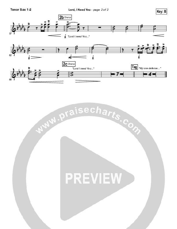 Lord I Need You Tenor Sax 1/2 (Chris Tomlin / Passion)