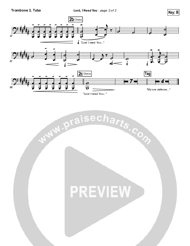 Lord I Need You Trombone 3/Tuba (Chris Tomlin / Passion)