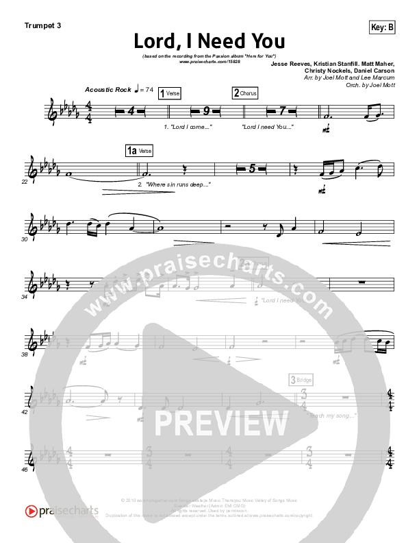 Lord I Need You Trumpet 3 (Chris Tomlin / Passion)