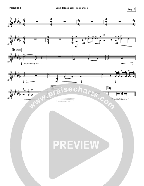 Lord I Need You Trumpet 3 (Chris Tomlin / Passion)