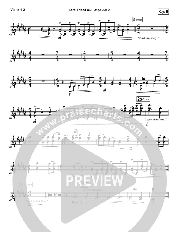 Lord I Need You Violin 1/2 (Chris Tomlin / Passion)