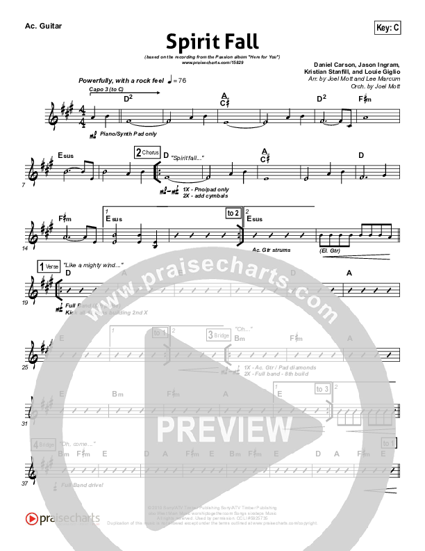 Spirit Fall Acoustic Guitar (Chris Tomlin / Passion)