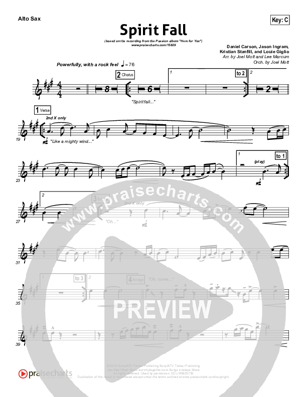Spirit Fall Alto Sax (Chris Tomlin / Passion)