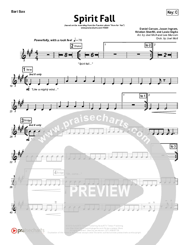 Spirit Fall Bari Sax (Chris Tomlin / Passion)