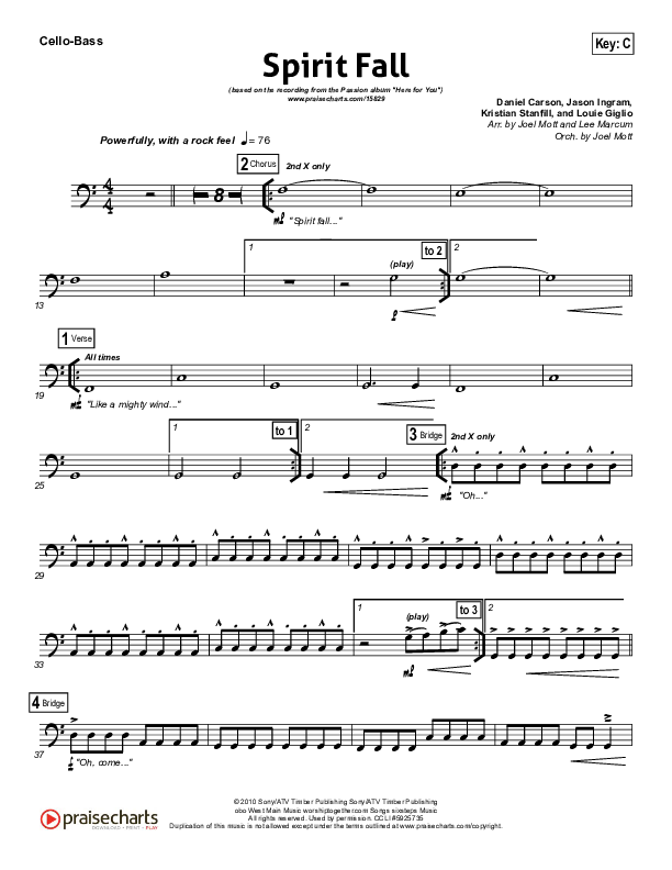 Spirit Fall Cello/Bass (Chris Tomlin / Passion)