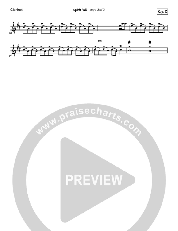 Spirit Fall Clarinet (Chris Tomlin / Passion)