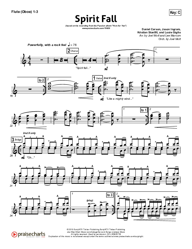 Spirit Fall Flute/Oboe 1/2/3 (Chris Tomlin / Passion)