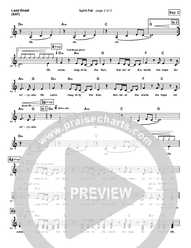 Spirit Fall Lead Sheet (Chris Tomlin / Passion)