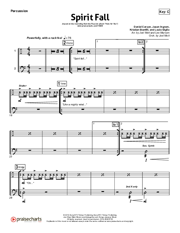 Spirit Fall Percussion (Chris Tomlin / Passion)