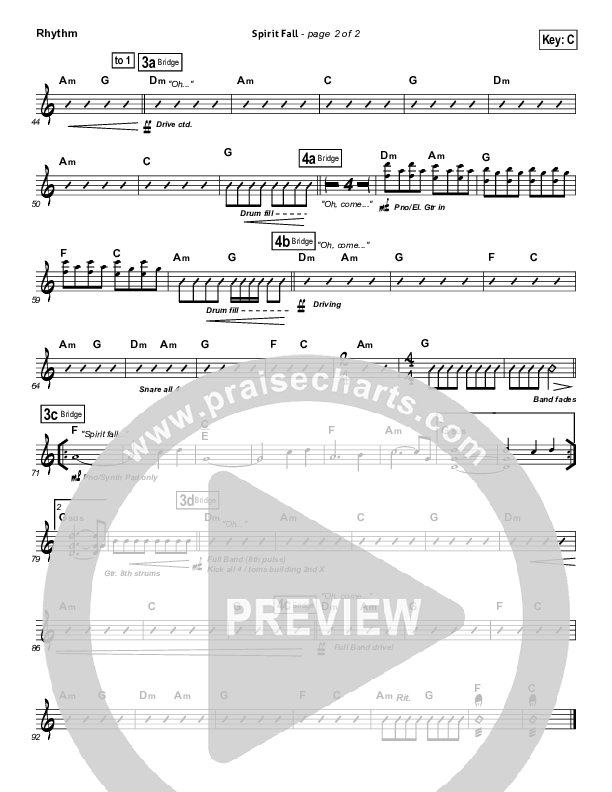 Spirit Fall Rhythm Chart (Chris Tomlin / Passion)