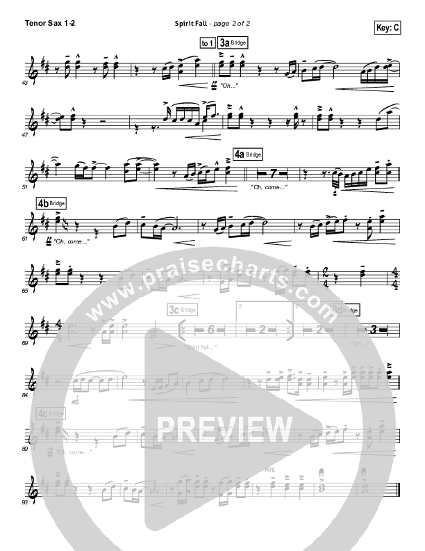 Spirit Fall Tenor Sax 1/2 (Chris Tomlin / Passion)