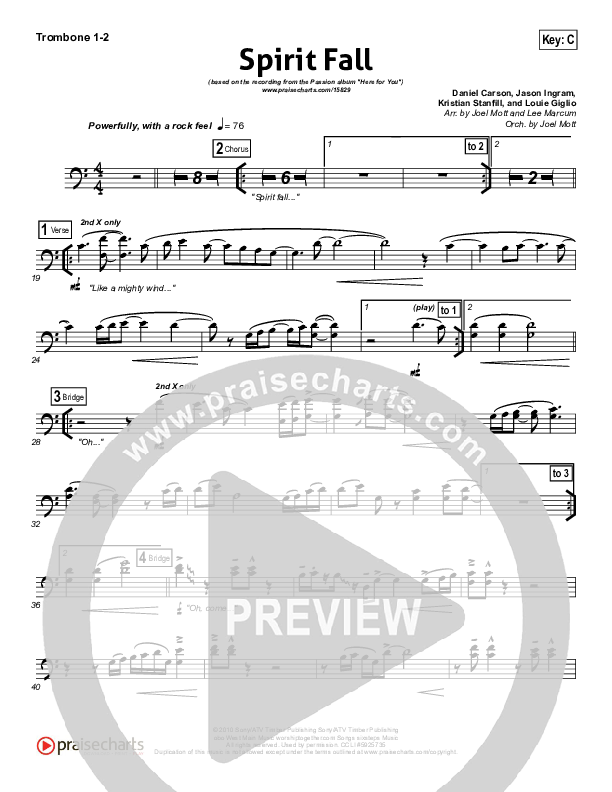 Spirit Fall Trombone 1/2 (Chris Tomlin / Passion)
