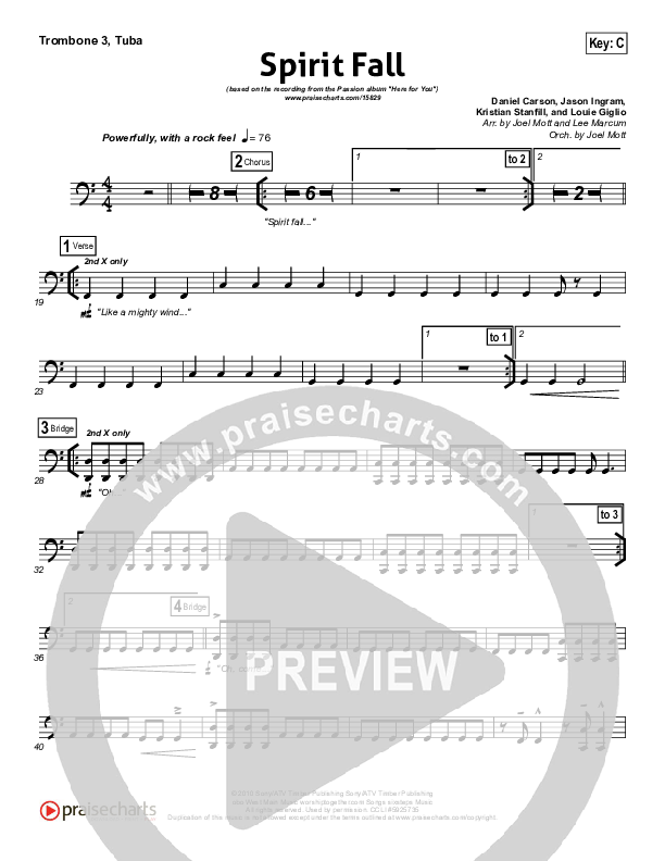 Spirit Fall Trombone 3/Tuba (Chris Tomlin / Passion)