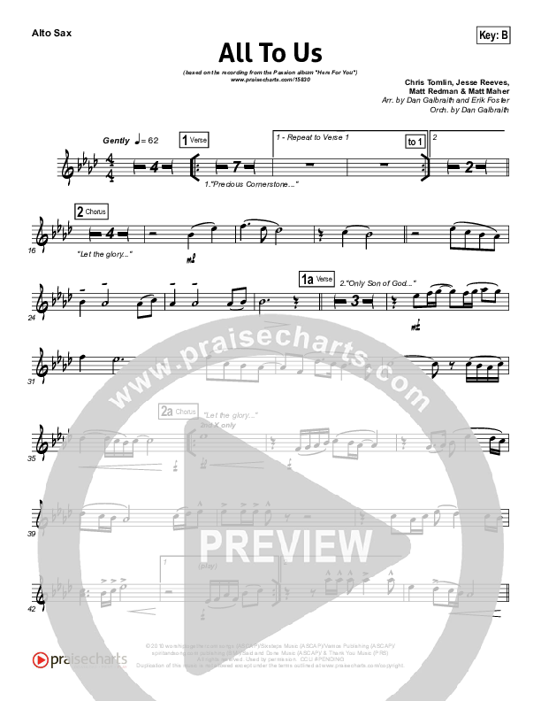 All To Us Alto Sax (Chris Tomlin / Passion)