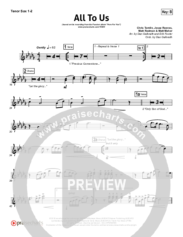 All To Us Tenor Sax 1/2 (Chris Tomlin / Passion)
