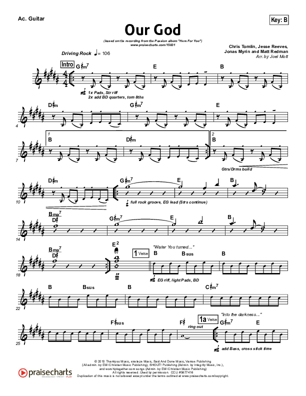 Our God Acoustic Guitar (Chris Tomlin / Passion)