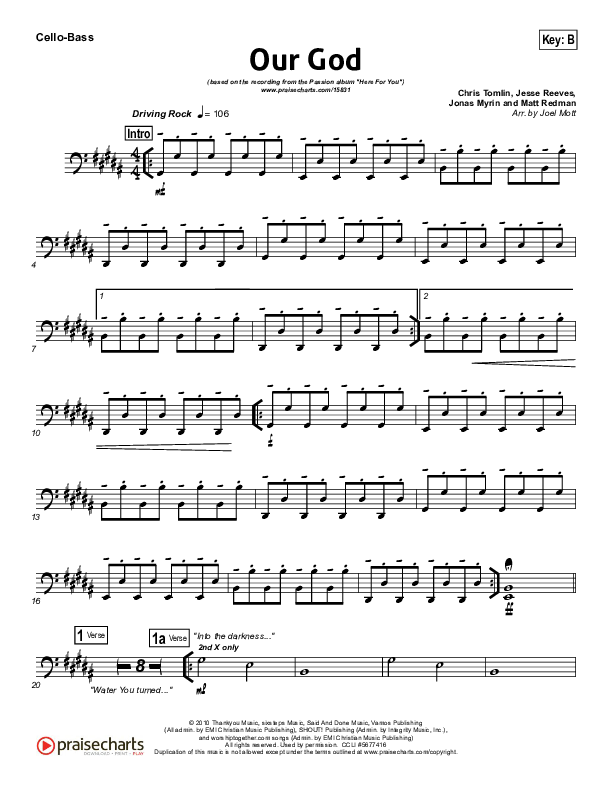 Our God Cello/Bass (Chris Tomlin / Passion)