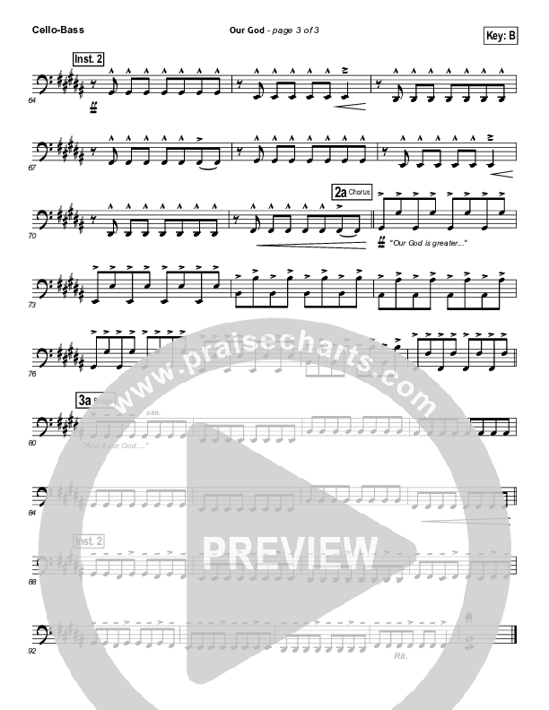 Our God Cello/Bass (Chris Tomlin / Passion)