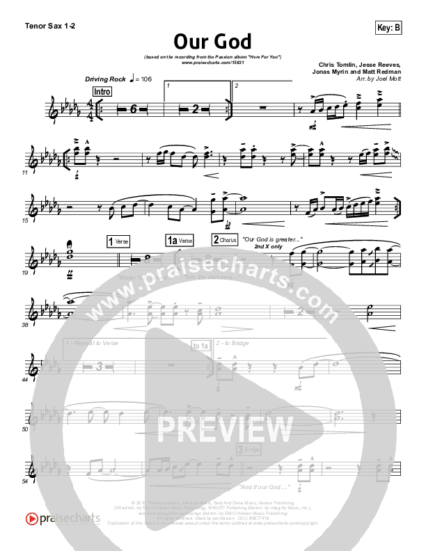 Our God Tenor Sax 1/2 (Chris Tomlin / Passion)
