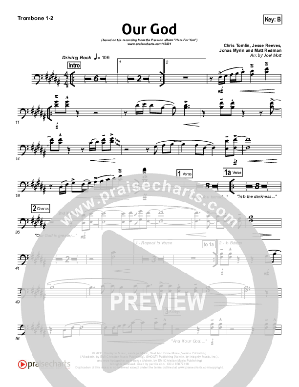 Our God Trombone 1/2 (Chris Tomlin / Passion)