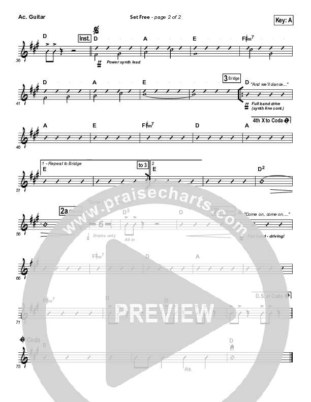 Set Free Acoustic Guitar (Chris Tomlin / Matt Redman / Passion)