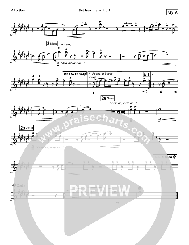 Set Free Alto Sax (Chris Tomlin / Matt Redman / Passion)