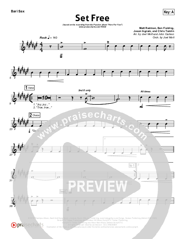Set Free Bari Sax (Chris Tomlin / Matt Redman / Passion)