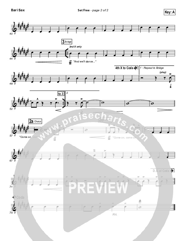 Set Free Bari Sax (Chris Tomlin / Matt Redman / Passion)