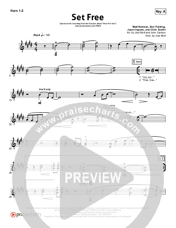 Set Free French Horn 1/2 (Chris Tomlin / Matt Redman / Passion)